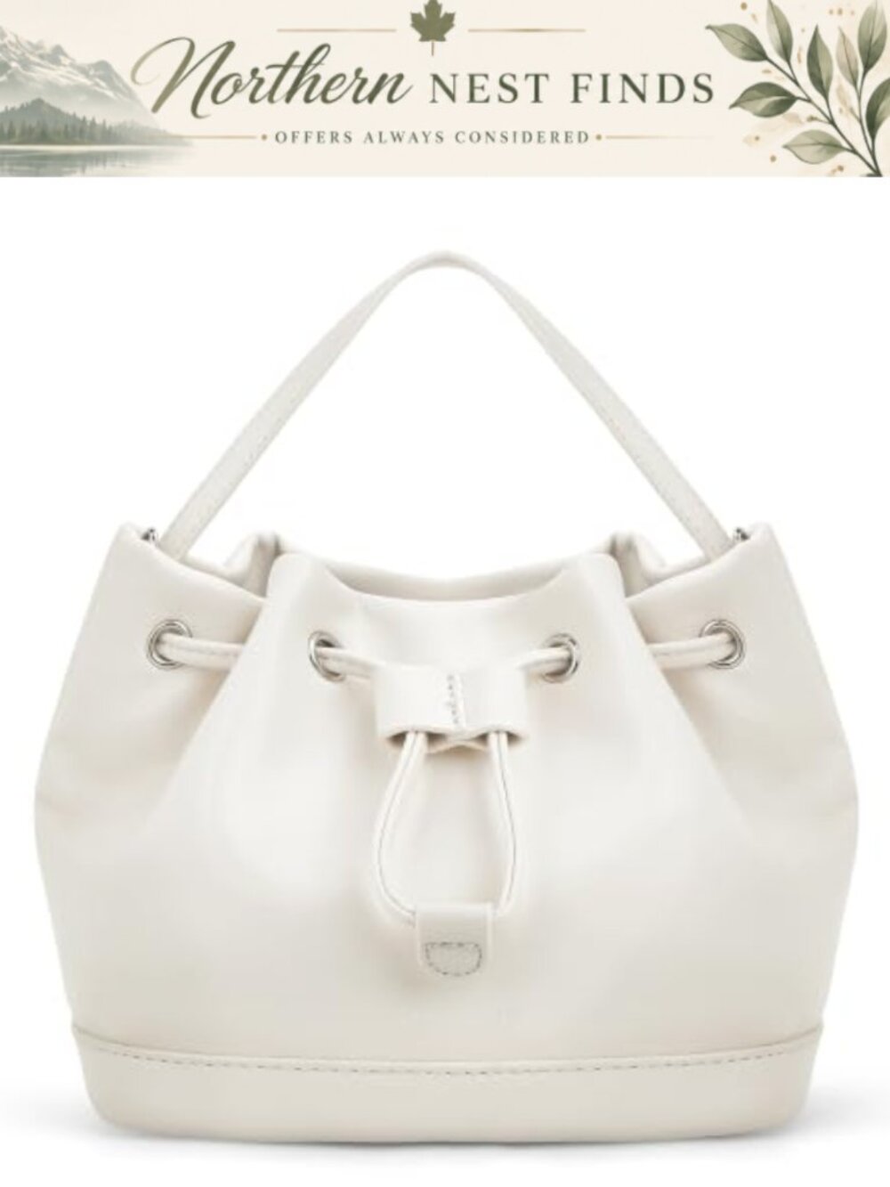 Vegan Leather Bucket Shoulder Bag 3-Way Crossbody Women Handbag